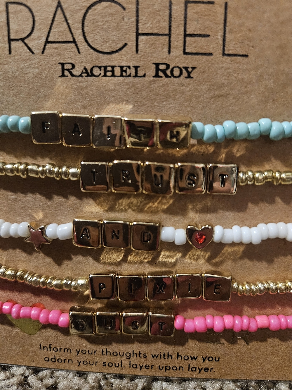 Rachel Roy layered "Faith Trust and Pixie Dust" bracelets - Picture 2 of 2